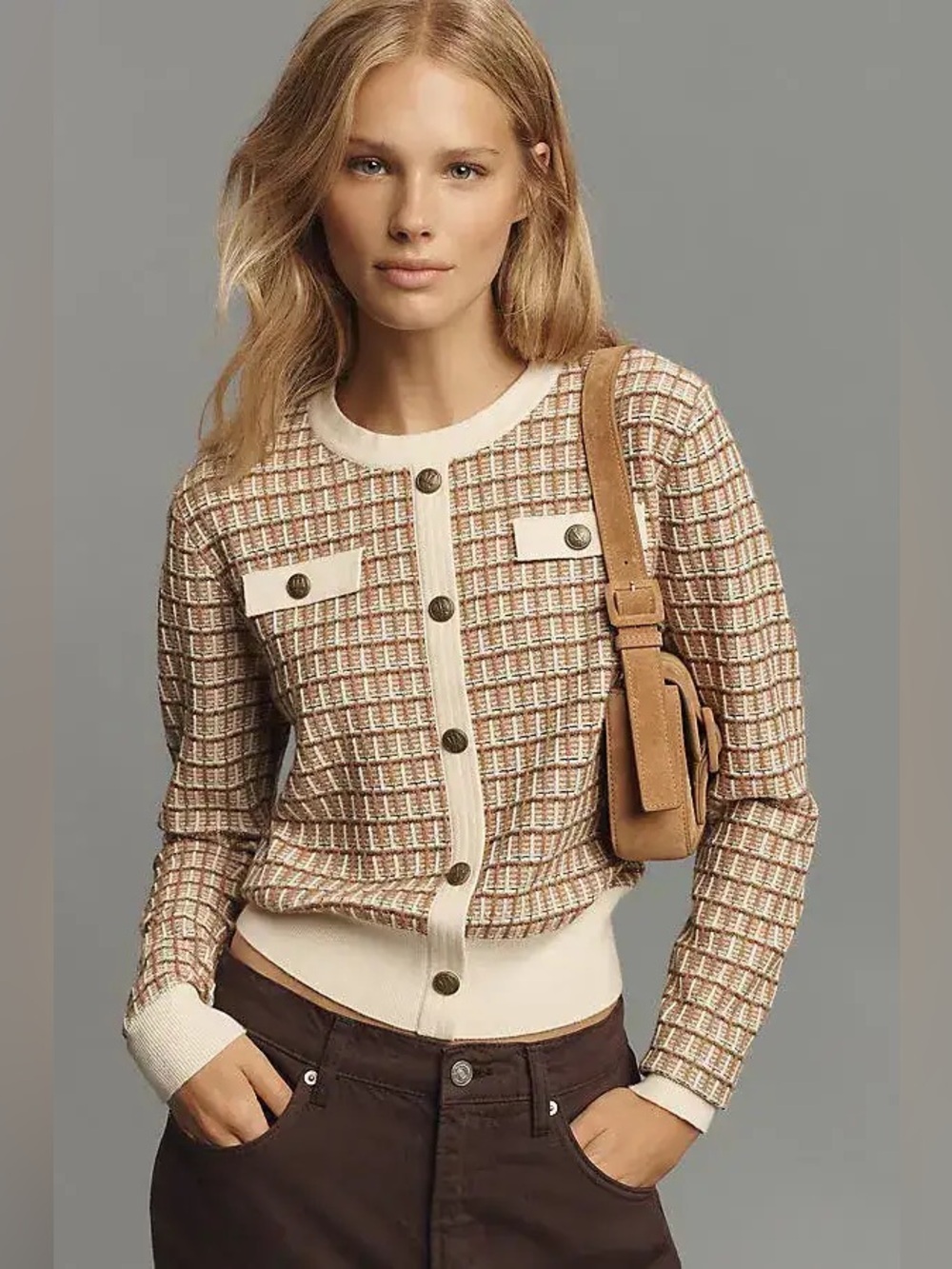 Hunter French Ribbed-Hem Button-Front Sweater